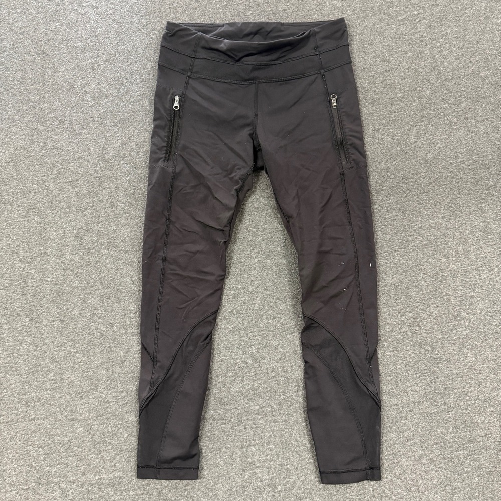 Modern Lululemon Mesh Panel Leggings Womens 4 Black Good Zipper Pocket Athletic
